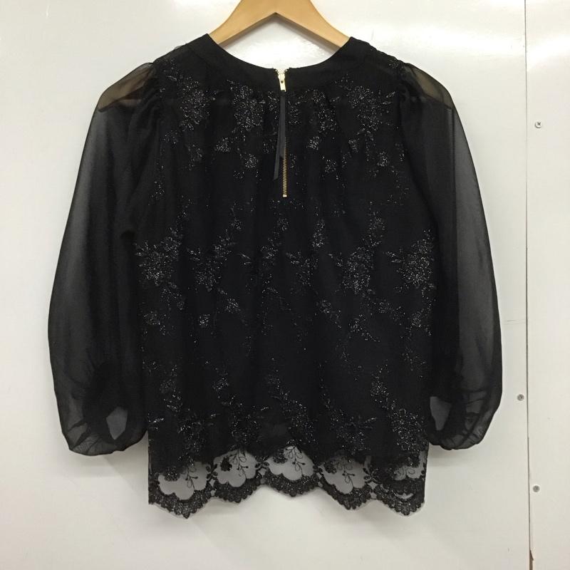 ミスティウーマン mysty woman シャツ、ブラウス 七分袖 FREE 無地 黒 / ブラック /  レディース USED 古着 中古 10148630