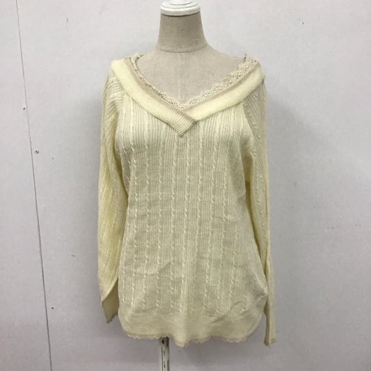 アクシーズファム axes femme ニット、セーター 長袖 長袖ニットカットソー ニット セーター Vネックニット M 無地 白 / ホワイト /  メンズ USED 古着 中古 10107706