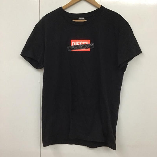 ディーゼル DIESEL Tシャツ 半袖 半袖カットソー プリントTシャツ クルーネックカットソー XL ロゴ、文字 黒 / ブラック /  メンズ USED 古着 中古 10130290
