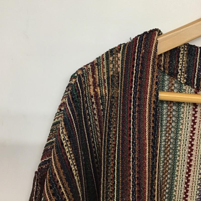ビームス ハート BEAMS HEART カーディガン 半袖 半袖カーディガン 前開き 薄手 XL ストライプ マルチカラー / マルチカラー /  メンズ USED 古着 中古 10140712