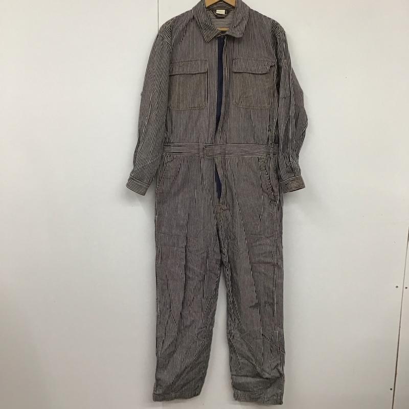 古着 USED ワンピース・ドレス・オールインワン ワンピース・ドレス・オールインワン オールインワン つなぎ ワークパンツ カジュアルパンツ 長袖 ヒッコリー ストライプ 白 / ホワイト / X インディゴ / インディゴ /  メンズ USED 古着 中古 10109115