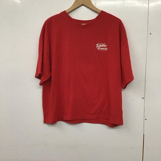 ロデオクラウンズ Rodeo Crowns Tシャツ 半袖 420dss90-1600 MixbigVネックTシャツ 半袖カットソー FREE プリント 赤 / レッド /  レディース USED 古着 中古 10137687