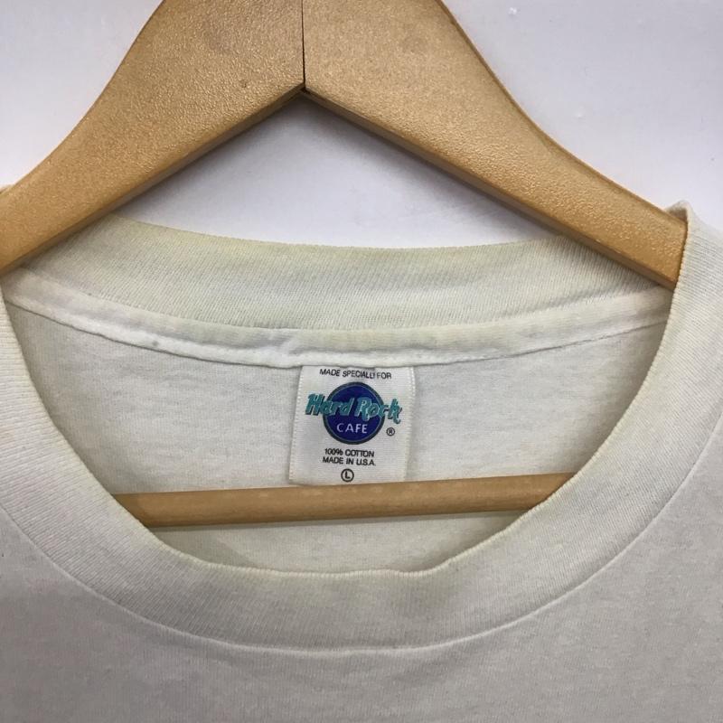 ハードロックカフェ HARD ROCK CAFE Tシャツ 半袖 半袖カットソー プリントTシャツ クルーネックカットソー L ロゴ、文字 白 / ホワイト /  メンズ USED 古着 中古 10145572
