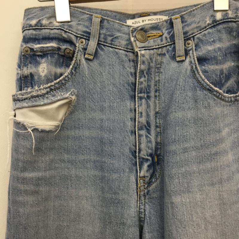 アズールバイマウジー AZUL BY MOUSSY パンツ デニム、ジーンズ 26インチ ダメージ加工 水色 / ライトブルー /  レディース USED 古着 中古 10143883