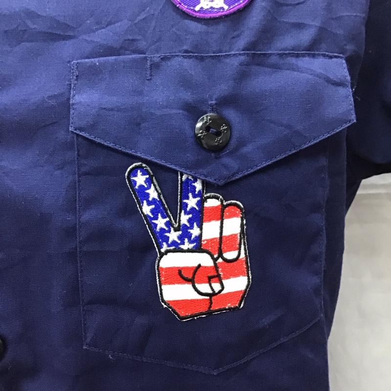 古着 USED シャツ、ブラウス 半袖 半袖シャツ ボーイスカウトシャツ カジュアルシャツ 古着 L ロゴ、文字 紺 / ネイビー /  メンズ USED 古着 中古 10110988