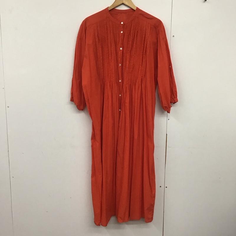フリークスストア FREAK S STORE ワンピース ロングスカート 222-3186 ピンタック バンドカラー シャツワンピース FREE 無地 橙 / オレンジ /  レディース USED 古着 中古 10142258