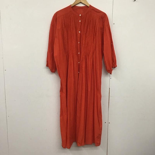 フリークスストア FREAK S STORE ワンピース ロングスカート 222-3186 ピンタック バンドカラー シャツワンピース FREE 無地 橙 / オレンジ /  レディース USED 古着 中古 10142258