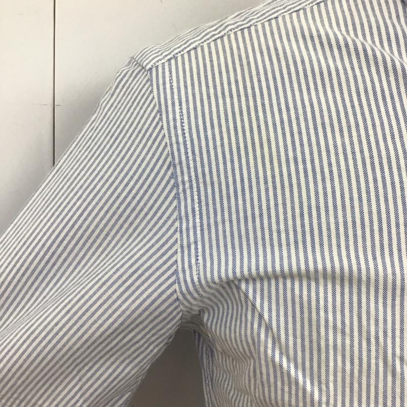 ニューヨーカー NEWYORKER シャツ、ブラウス 長袖 ボタンダウン コットン M ストライプ 白 / ホワイト / X 水色 / ライトブルー /  メンズ USED 古着 中古 10116829