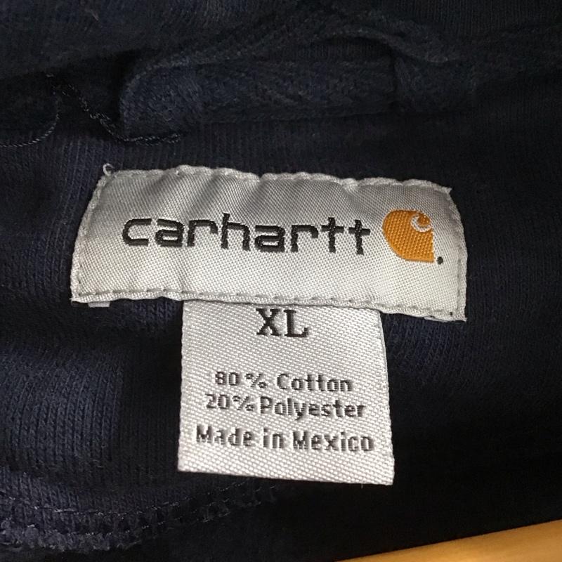 カーハート Carhartt パーカー 長袖 長袖パーカー プルオーバーパーカー スウェット XL ロゴ、文字 紺 / ネイビー /  メンズ USED 古着 中古 10142602