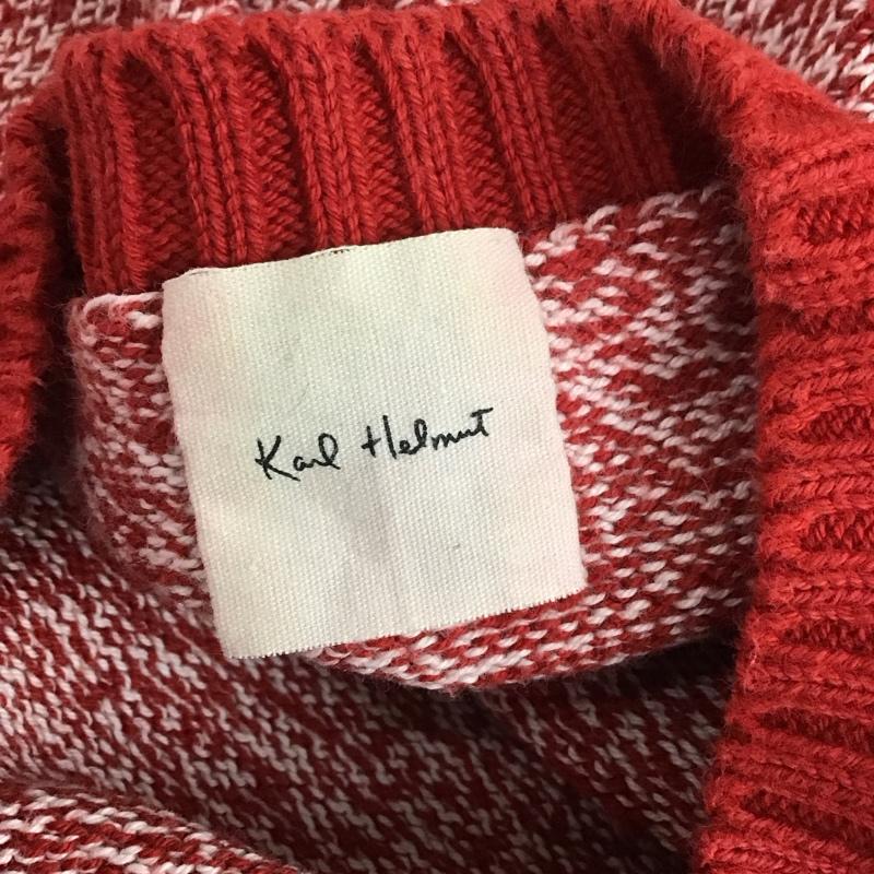 カールヘルム KARLHELMUT ニット、セーター 長袖 長袖ニットカットソー ニット セーター クルーネックニット ロゴ、文字 白 / ホワイト / X 赤 / レッド /  レディース USED 古着 中古 10108829