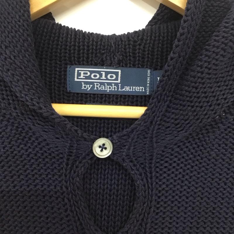 ポロバイラルフローレン Polo by RALPH LAUREN ニット、セーター 長袖 長袖ニットパーカー プルオーバーニット L 無地 紺 / ネイビー /  メンズ USED 古着 中古 10139012