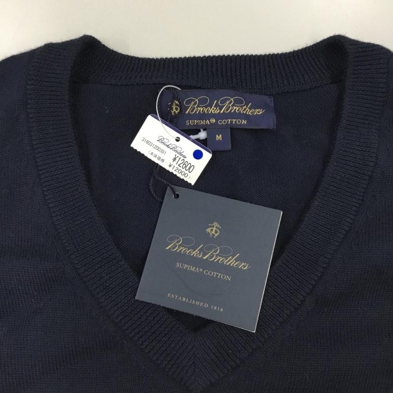 ブルックスブラザーズ BROOKS BROTHERS ニット、セーター 長袖 Vネック タグ付き M 無地 紺 / ネイビー /  メンズ USED 古着 中古 10112874