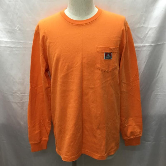ベンデイビス BEN DAVIS カットソー 長袖 長袖カットソー クルーネックカットソー ロングスリーブカットソー プリントTシャツ M 無地 橙 / オレンジ /  メンズ USED 古着 中古 10114895