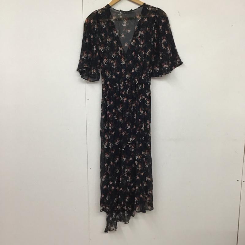 ザラベーシック ZARA BASIC ワンピース ロングスカート 半袖ロングワンピース フレアスカート ウエスト切り替え XS プリント マルチカラー / マルチカラー /  レディース USED 古着 中古 10136027