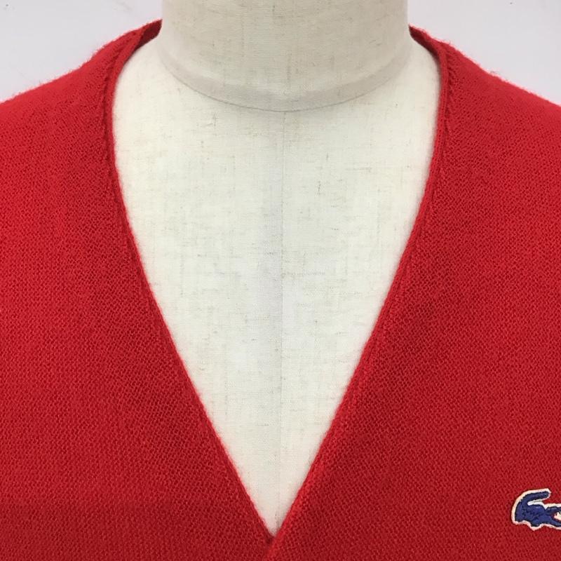 ラコステ LACOSTE カーディガン 長袖 70s アクリルニット　カーディガン　IZOD ロゴ、文字 赤 / レッド /  メンズ USED 古着 中古 10118300