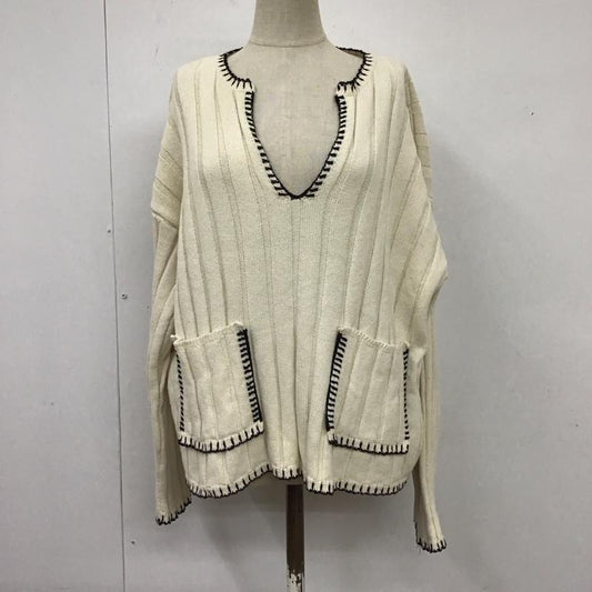 ザラ ZARA ニット、セーター 長袖 長袖ニットカットソー Vネックカットソー リブニット S 無地 白 / ホワイト /  レディース USED 古着 中古 10118521