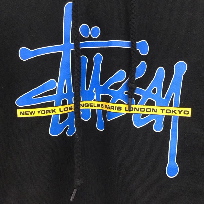 ステューシー STUSSY パーカー 長袖 長袖パーカー プルオーバーパーカー スウェット L ロゴ、文字 黒 / ブラック /  メンズ USED 古着 中古 10148339