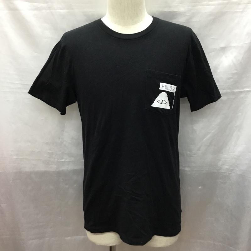 ポーラー POLeR Tシャツ 半袖 クルーネック 胸ポケット S プリント 黒 / ブラック /  メンズ USED 古着 中古 10119804