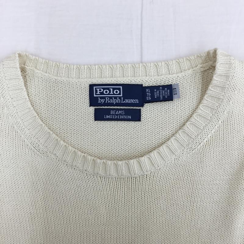 ポロラルフローレン POLO RALPH LAUREN ニット、セーター 長袖 BEAMS別注 XL ワンポイント X 刺繍 アイボリー / アイボリー /  メンズ USED 古着 中古 10142310