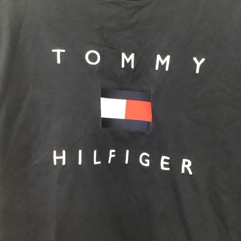 トミーヒルフィガー TOMMY HILFIGER Tシャツ 半袖 半袖カットソー プリントTシャツ クルーネックカットソー XL ロゴ、文字 紺 / ネイビー /  メンズ USED 古着 中古 10146439