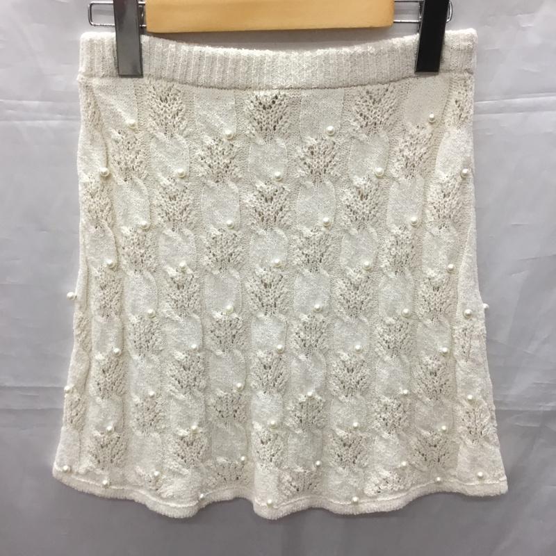 ザラ ZARA スカート ミニスカート 4331/105/250 フェイクパールトリムニットミニスカート S 無地 白 / ホワイト /  レディース USED 古着 中古 10121966