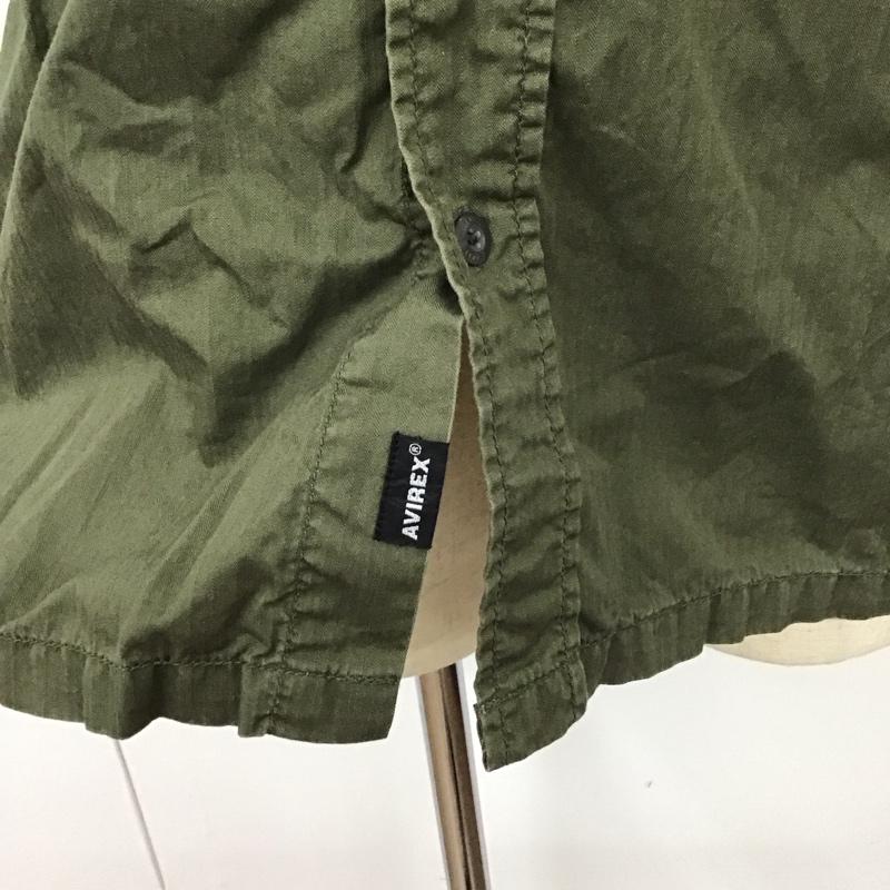 アヴィレックス AVIREX シャツ、ブラウス 半袖 6195032 ミリタリー XL ロゴ、文字 カーキ / カーキ /  メンズ USED 古着 中古 10112676