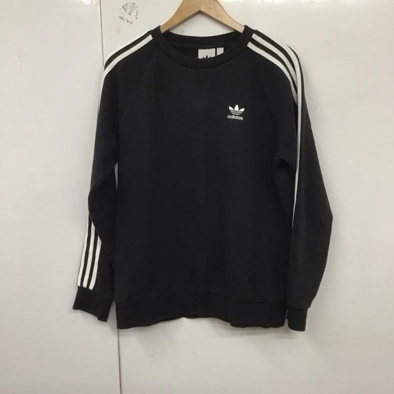 アディダス adidas トレーナー 長袖 dv1555 スウェット 長袖カットソー クルーネック M ロゴ、文字 黒 / ブラック /  メンズ USED 古着 中古 10129078