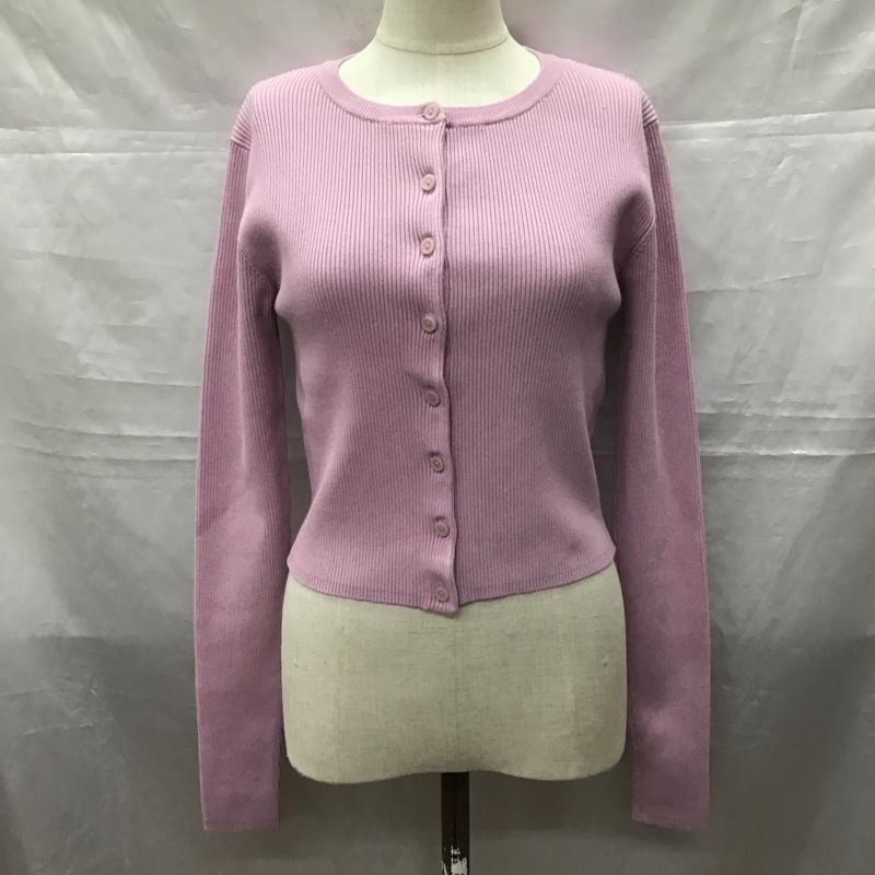 ザラ ZARA カーディガン 長袖 1750 100 668 リブ クルーネック タグ付き M 無地 桃 / ピンク /  レディース USED 古着 中古 10118404
