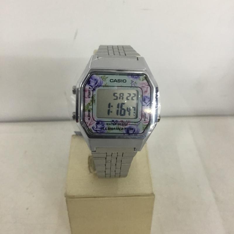カシオ CASIO 腕時計 デジタル LA680W チープカシオ 花柄 箱有 ロゴ、文字 金 / ゴールド /  レディース USED 古着 中古 10135150