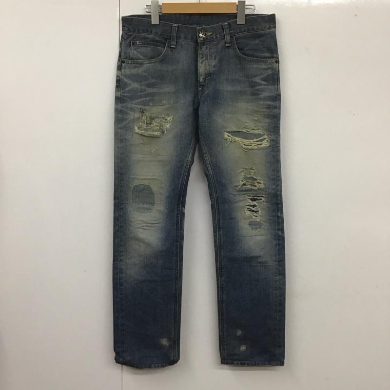 リー Lee パンツ デニム、ジーンズ ls1202 タイトストレートLS1202 ダメージ加工 デニムパンツ ジーンズ 30インチ 無地 インディゴ / インディゴ /  メンズ USED 古着 中古 10106559