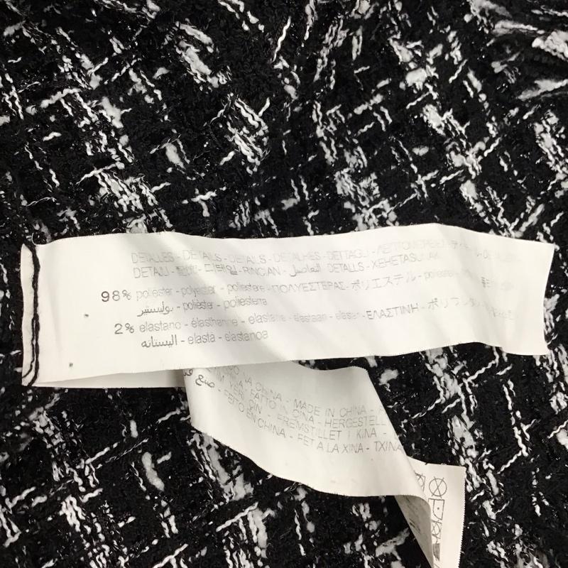ザラ ZARA ニット、セーター 長袖 3440 250 800 モックネック フリンジ XS チェック 黒 / ブラック / X 白 / ホワイト /  レディース USED 古着 中古 10118431