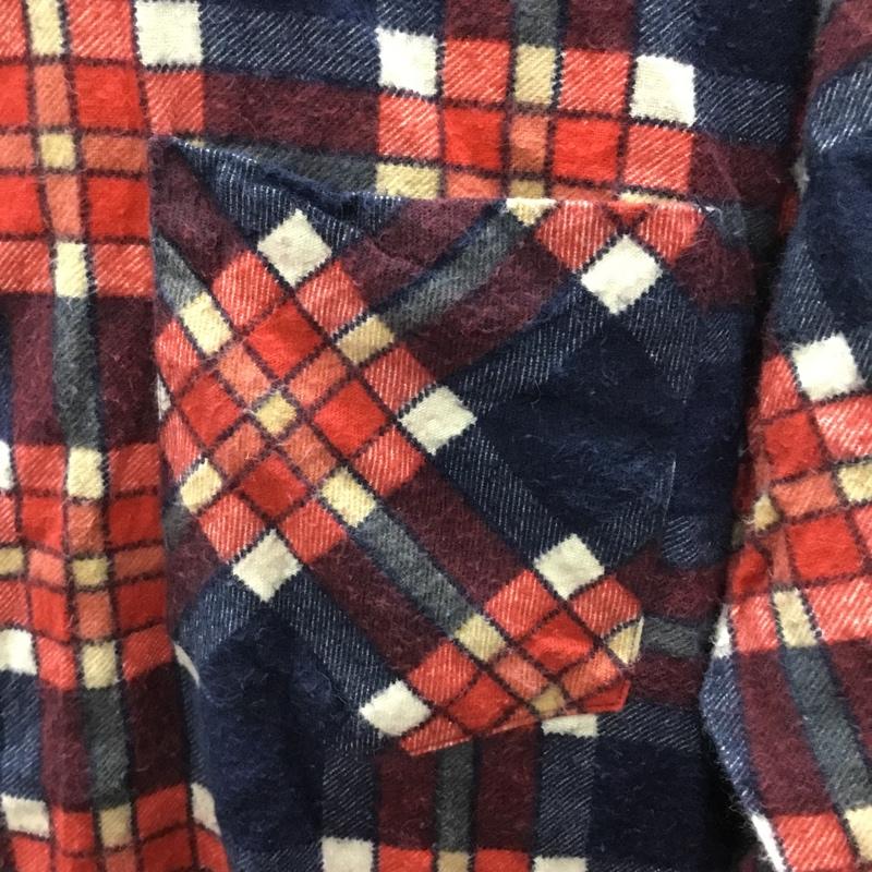 ディッキーズ Dickies シャツ、ブラウス 長袖 ネルシャツ S チェック 白 / ホワイト / X 赤 / レッド / X 紺 / ネイビー /  メンズ USED 古着 中古 10118844