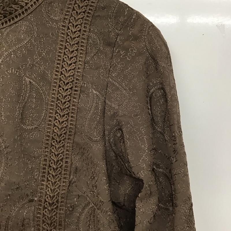 ページボーイ PAGEBOY シャツ、ブラウス 長袖 長袖シャツ 総柄シャツ ノーカラーシャツ FREE 総柄 茶 / ブラウン /  レディース USED 古着 中古 10128744