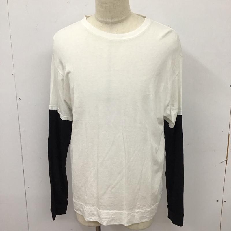 古着 USED カットソー 長袖 長袖カットソー クルーネックカットソー ロングスリーブカットソー プリントTシャツ M 無地 白 / ホワイト / X 黒 / ブラック /  メンズ USED 古着 中古 10114681