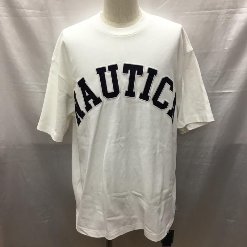 ノーティカ NAUTICA カットソー 半袖 半袖カットソー プリントTシャツ クルーネックカットソー L ロゴ、文字 白 / ホワイト /  メンズ USED 古着 中古 10120480