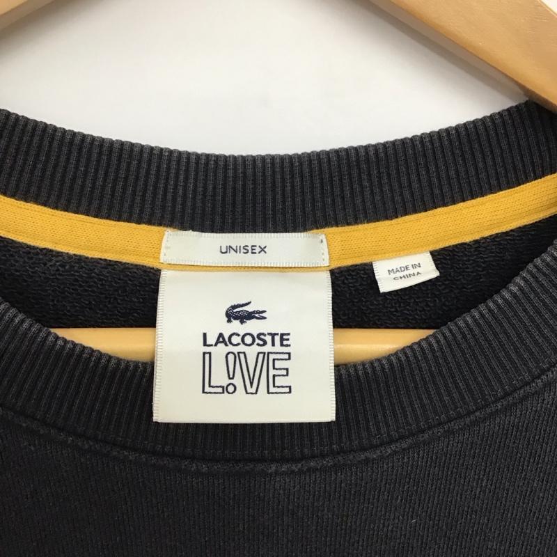 ラコステ ライブ LACOSTE L!VE トレーナー 長袖 長袖トレーナー スウェット クルーネック プルオーバー L ロゴ、文字 ダークグレー / ダークグレー /  メンズ USED 古着 中古 10146698