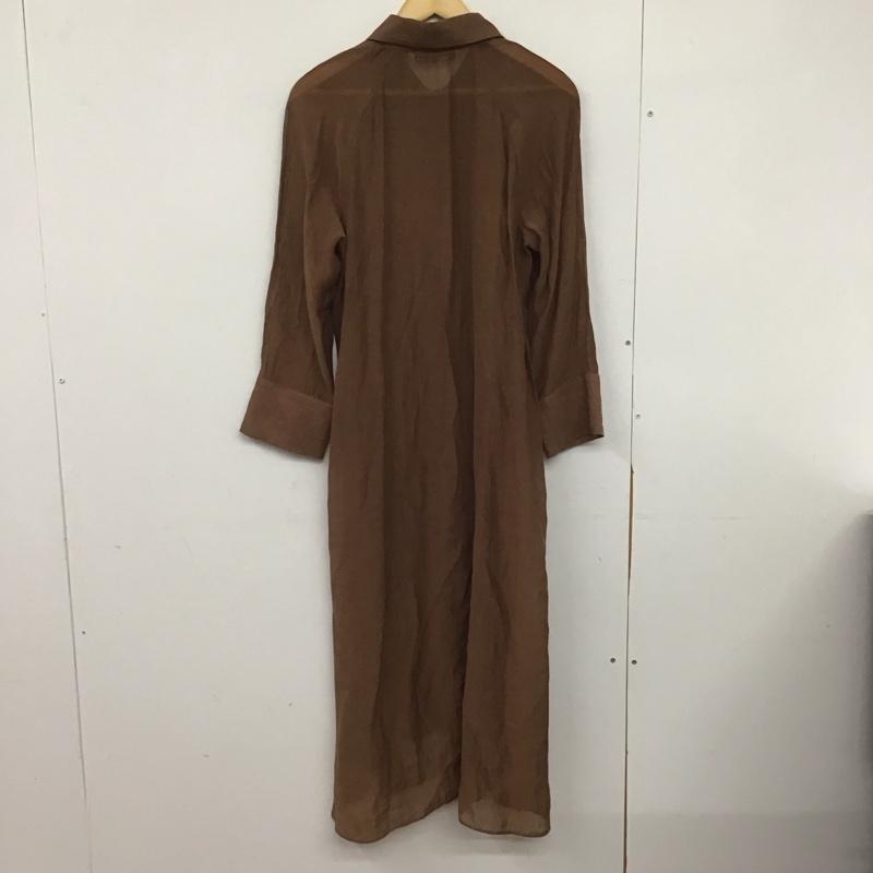 ザラ ZARA ワンピース ロングスカート 長袖ロングワンピース カラーシャツワンピース M 無地 茶 / ブラウン /  レディース USED 古着 中古 10146151