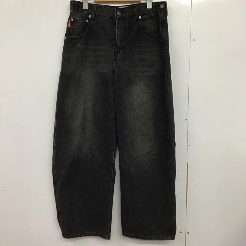 ナインティナインティ 9090 パンツ デニム、ジーンズ nn1792 デニムパンツ ワイドパンツ カジュアルパンツ M ロゴ、文字 ダークグレー / ダークグレー /  メンズ USED 古着 中古 10150740