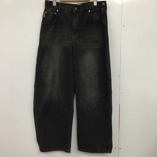 ナインティナインティ 9090 パンツ デニム、ジーンズ nn1792 デニムパンツ ワイドパンツ カジュアルパンツ M ロゴ、文字 ダークグレー / ダークグレー /  メンズ USED 古着 中古 10150740
