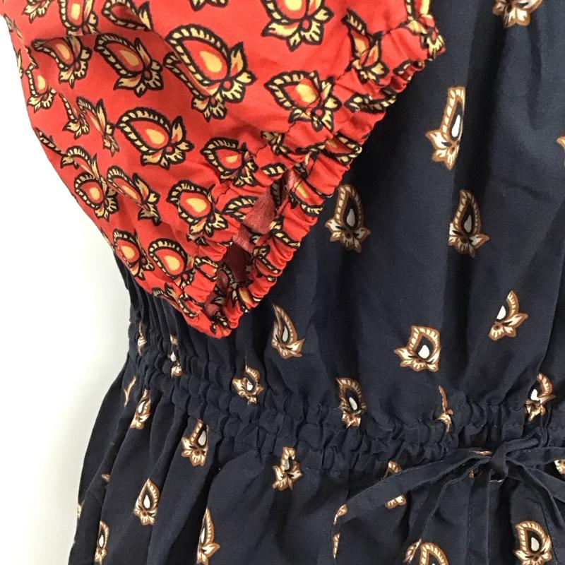 アズールバイマウジー AZUL BY MOUSSY ワンピース ひざ丈スカート 250ASS33-J067 オフショルダー 半袖 S 総柄 赤 / レッド / X 紺 / ネイビー /  レディース USED 古着 中古 10115305