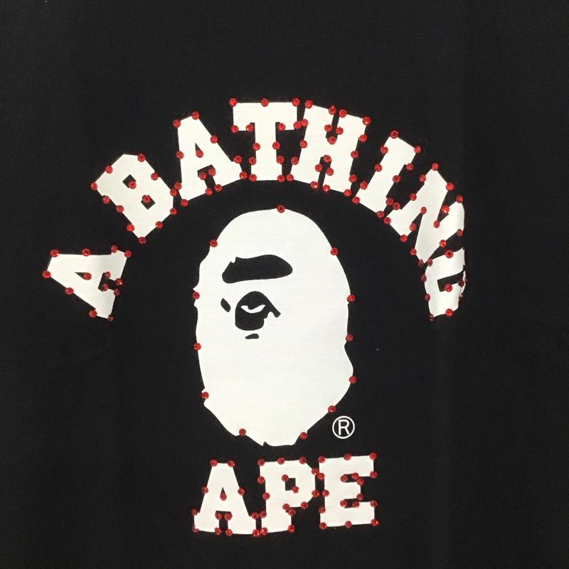 ベイプ BAPE Tシャツ 半袖 半袖カットソー プリントTシャツ クルーネックカットソー XL ロゴ、文字 黒 / ブラック /  メンズ USED 古着 中古 10132674