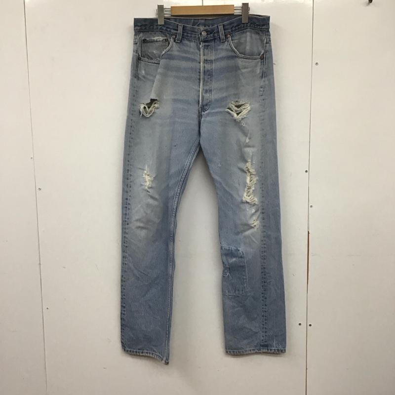 リーバイス Levi s パンツ デニム、ジーンズ 501xx W38 L36 USA製 ダメージ 38インチ 無地 水色 / ライトブルー /  メンズ USED 古着 中古 10140202