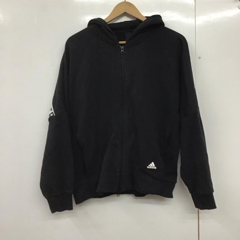アディダス adidas パーカー 長袖 gf6977 ジップパーカー スポーツウェア ロゴ、文字 黒 / ブラック /  メンズ USED 古着 中古 10144550