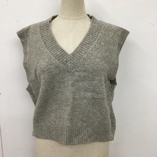 ザラ ZARA ベスト ベスト 2893 136 809 ニットベスト プルオーバー Vネック M 無地 灰 / グレー /  レディース USED 古着 中古 10122137