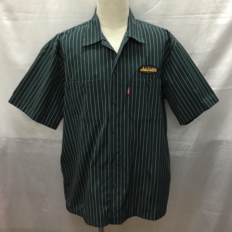 アヴィレックス AVIREX シャツ、ブラウス 半袖 半袖シャツ カラーシャツ 半袖カットソー ストライプシャツ XL ストライプ 緑 / グリーン /  メンズ USED 古着 中古 10120464