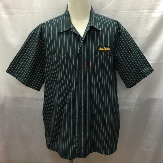 アヴィレックス AVIREX シャツ、ブラウス 半袖 半袖シャツ カラーシャツ 半袖カットソー ストライプシャツ XL ストライプ 緑 / グリーン /  メンズ USED 古着 中古 10120464