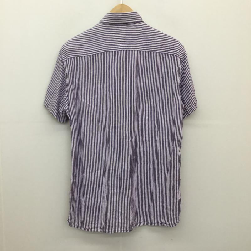 トミーヒルフィガー TOMMY HILFIGER シャツ、ブラウス 半袖 TOMMY HILFIGER 半袖シャツ S ボーダー柄 紫 / パープル / X 白 / ホワイト /  メンズ USED 古着 中古 10129218