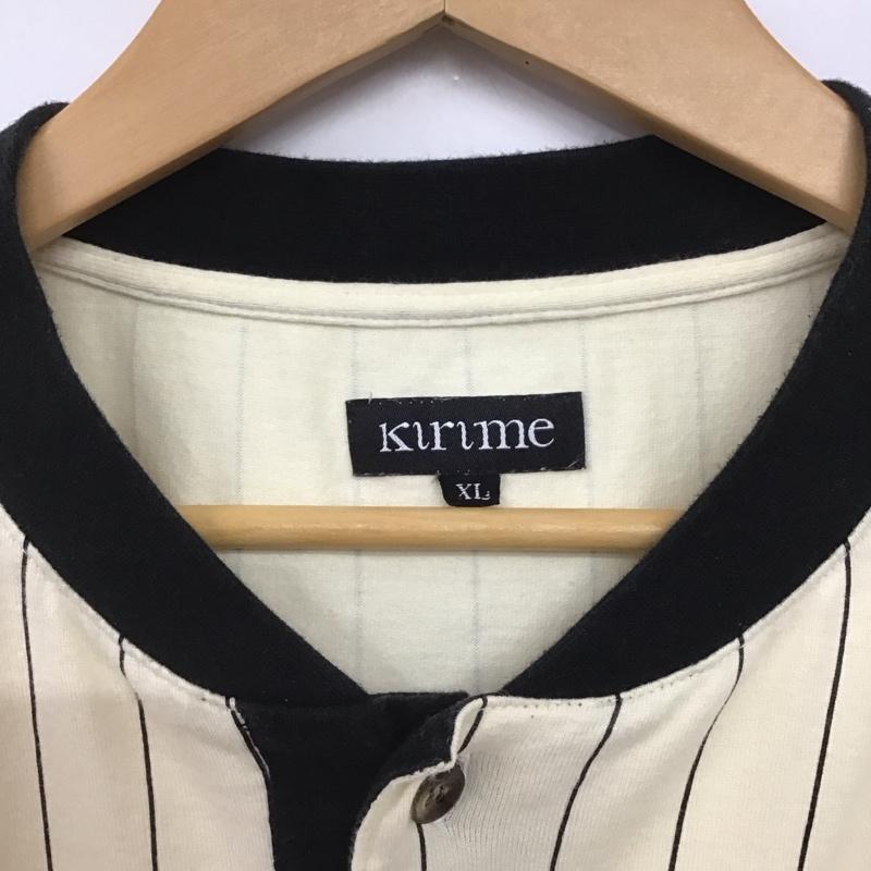 キリメ Kirime カットソー 長袖 長袖カットソー ヘンリーネックカットソー ストライプシャツ XL ロゴ、文字 アイボリー / アイボリー /  メンズ USED 古着 中古 10142976