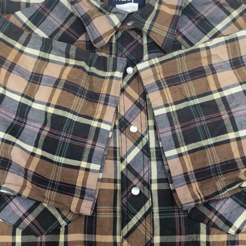 ラングラー Wrangler シャツ、ブラウス 半袖 L チェック 茶 / ブラウン /  メンズ USED 古着 中古 10133528