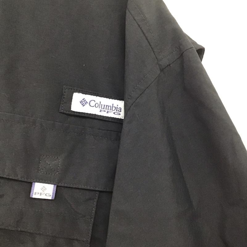 コロンビア Columbia シャツ、ブラウス 半袖 124 fm7047 バハマショートスリーブシャツ 半袖シャツ ボタンダウンシャツ XL ロゴ、文字 黒 / ブラック /  メンズ USED 古着 中古 10134026